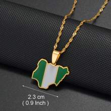 1入組彩色旗幟尼日利亞迦納牙買加圭亞那地圖不鏽鋼琺瑯吊墜項鍊，國家珠寶 - 彩色 - 查看 13