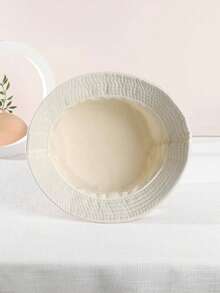 1 pezzo Cappello da secchiello con faccia di fantasma ricamata per bambini, elegante e versatile - Beige - Visualizzare 3