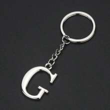 1个字母首字母钥匙扣合金钥匙圈钱包包包背包挂饰生日纪念品礼物送给朋友，包包车钥匙装饰品，背包挂饰生日礼物（字母A-Y） - 銀色 - 查看 23