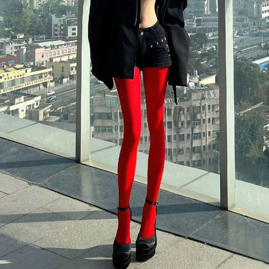 Women Tights - 紅色 - 查看 1