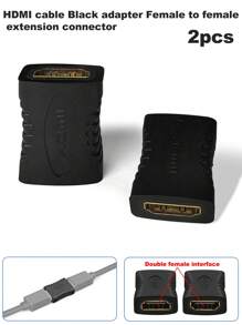 2pcs Black HDMI-Compatible Female To Female Coupler Adapter - Black - View 1