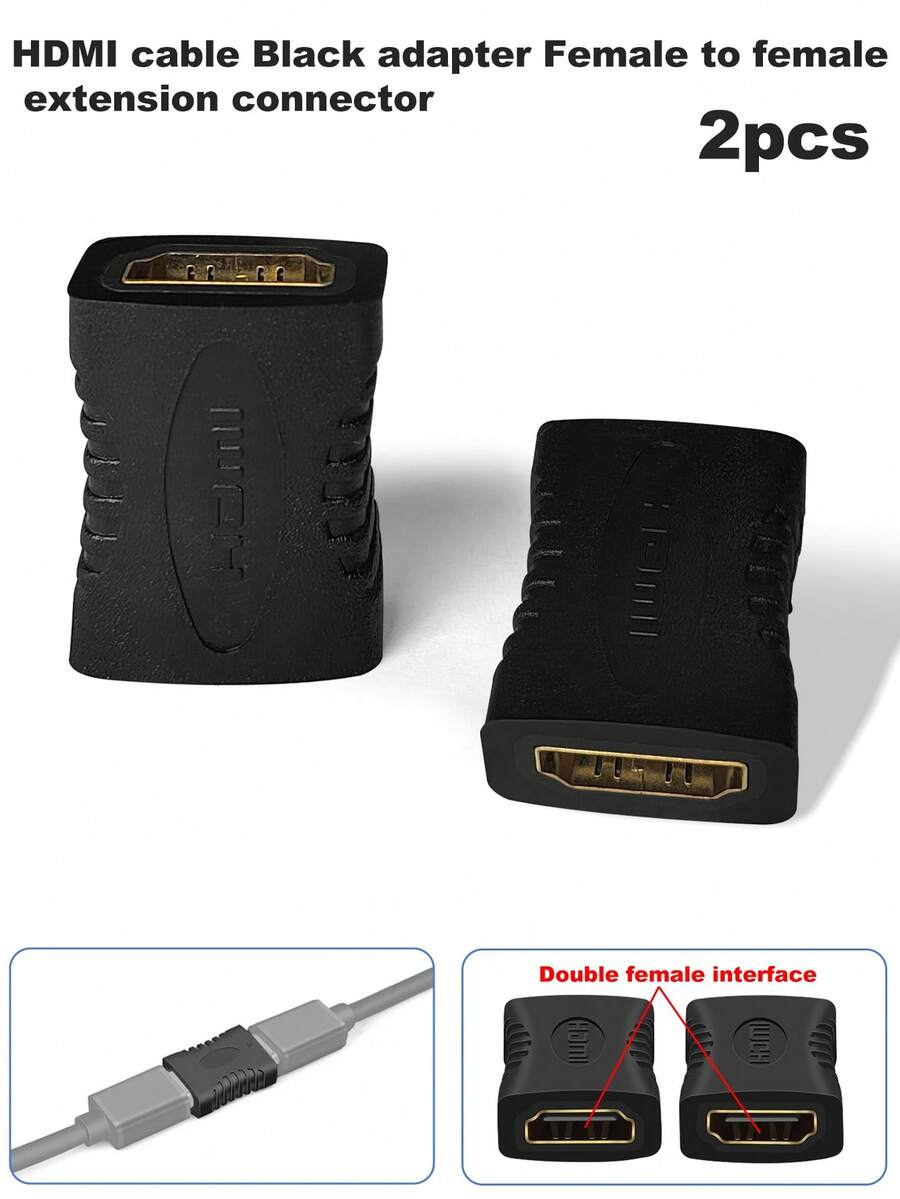 2pcs Black HDMI-Compatible Female To Female Coupler Adapter - Black - View 1