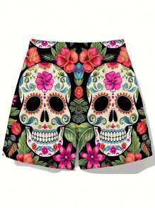 彩色涂鸦3D印花冲浪短裤清凉夏日街头嘻哈泳裤男童度假沙滩短裤夏威夷风