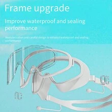 نظارات سباحة 4 قطع تحتوي على ملقط الأنف وسدادات الأذن، نظارات سباحة ضد الماء والضباب المقاومة، نوع سدادات الأذن العالمي لجميع الأجناس لمعدات الغوص والسباحة الاحترافية - نظارات السباحة - مشاهدة 8