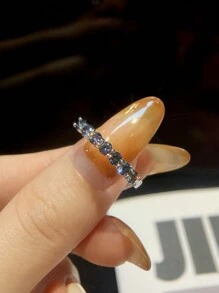 1Pc Sparkle Moissanite Diamond Engagement Ring Wedding Band For Women S925 Sterling Silver Promise Ring Eternity Ring Anniversary Ring Luxury Jewelry Gifts - Silver - View 2