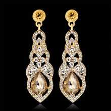 Elegant Rhinestone Water Drop Earrings, Bridal Wedding Party Dress Accessories - Teardrop Earrings - View 8