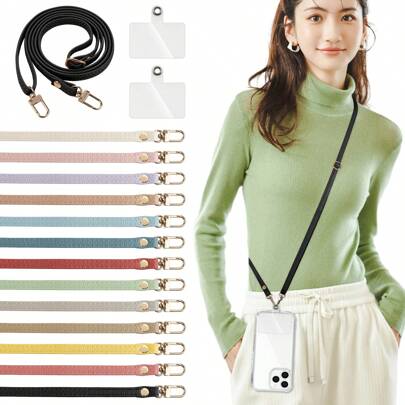 1 pezzo universale Laccetto per cellulare regolabile in  a tracolla crociata con 2 patch adesive universali per tutte le custodie per telefoni standard, adatto per uomini, donne, studenti, lavoratori d'ufficio, accessori per telefoni cellulari indispensabili per prevenire la perdita