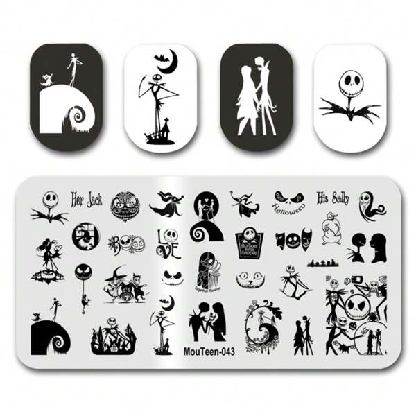 Disney Plantilla de estampado de arte de uñas para vacaciones, Placa de transferencia de uñas de Navidad, Placa de acero para arte de uñas