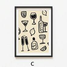 1 Stück, Drink Gläser Muster, Bunter Wein Muster, Retro Wandkunst, Küchen Wanddrucke, Ästhetik Dekoration, Galeriewand, Wohninspiration, 50*70cm (19.7*27.5in) ungerahmt - Verschiedenfarbig - Übersicht 17