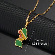 1入組彩色旗幟尼日利亞迦納牙買加圭亞那地圖不鏽鋼琺瑯吊墜項鍊，國家珠寶 - 彩色 - 查看 14