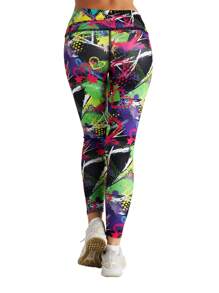 New Design Women High Waist Yoga Leggings Abstract Love Printed Yoga Pants Sexy Fitness Gym Leggings Workout Leggings Pants - Multicolor - View 3