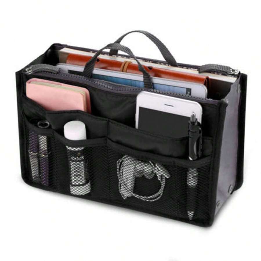 1pc  Storage Double Zipper Functional Organizer Bag Storage Liner Bag - Black - View 1