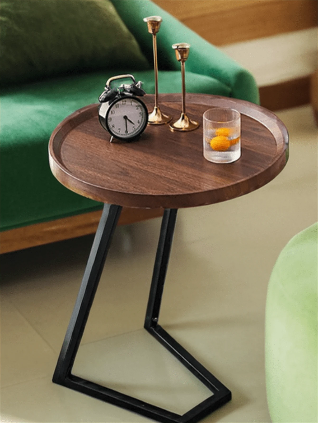 Mesas de centro modernas,Mesa auxiliar redonda, mesas auxiliares con patas en forma de L, mesita de noche simple, mesa de acento para sala de estar - Multicolor - Ver 1