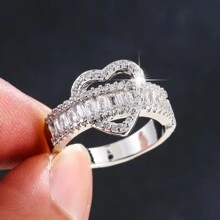 1 szt. Koreański design Minimalistyczny i modny otwarty pierścionek z mikroinkrustowaną cyrkonią, odpowiedni dla kobiet na weselach i przyjęciach