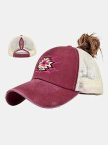 Street 1 Nữ Đuôi Ngựa Mũ Bóng Chày Với Vật Tổ Thiết Kế Thêu Cho Các Hoạt Động Ngoài Trời Vào Mùa Xuân Và Mùa Hè - Tranh thêu vật tổ - Xem 4