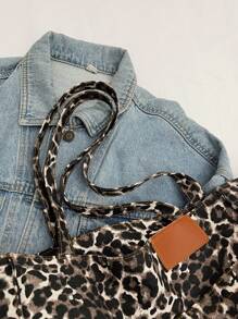 时尚大容量女士手提包，百搭奶牛图案随机印花单肩包，高端休闲帆布单肩包，时尚豹纹手提包，女士休闲手提包购物/书包，时尚豹纹包，新款秋冬虎纹女士包，新款秋冬猎豹纹女士钱包 - 彩色 - 查看 9