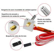 Hot End Extrusor Mk8 Impresora 3d Boquilla 0.4 Garganta Anet - Plateado - Ver 3