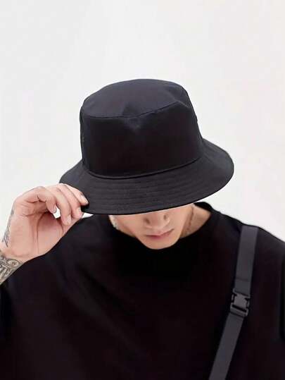 1pc Versatile Bucket Hat, Wide Brim Sunshade Bucket Hat, Men's Solid Color Bucket Hat, Sunscreen Outdoor Sports Casual Bucket Hat, UV Shield Bucket Hat, UV Protection Bucket Hat For Outdoor Activities, Advanced UV Shield Foldable Fishermans Bucket Hat, Stylish & Breathable Bucket Hat, Packable, Adjustable, Breathable – Perfect For Birthday & Everyday Use