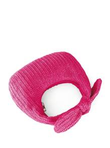 蝴蝶結女士度假草編托特包，新月形手提包 - 玫紅色 - 查看 5