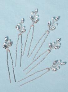 6pcs/Set Women's All-Match Versatile Delicate Hair Pins, Crystal & Pearl Braided Hair Clips, Wedding Bride Decorative Headpieces