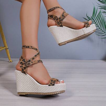 Women's Wedge Heel Sandals, High Heels With Thick Soles, Waterproof Platform And Peep Toe