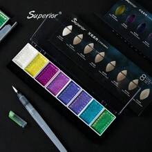 Bộ màu nước bầu trời sao cao cấp 5/8 màu, màu vàng kim, kèm cọ vẽ, dành cho họa sĩ vẽ tranh, phác thảo, vẽ màu nước. - Bộ - Xem 1