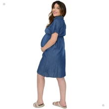 PREGNANT CLOTHING COMPANY LTDA - EPP Maternity Denim Dresses - 中等水洗藍 - 查看 3