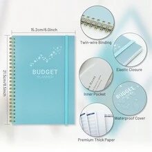 Budget Planner,Monthly Bill Planner,Hardcover Budget Notebook For Savings Debt Expense Tracking, Have Your Finances Organized,Managed Effectively,101 Sheets,8.5*6 Inches. - Lake Green - View 3