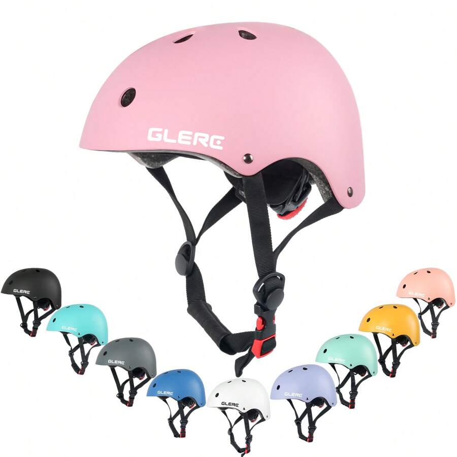 Glerc Adjustable Lightweight Kids Sports Helmet For 3-16 Year Old For Multi-Sport Cycling Skateboard Scooter Skating Skiing Climbing, M/S Size Multiple Colors - Pink - View 1