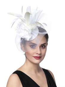 1pc Women's Kentucky Derby Fascinators Tea Party Hat Mesh Floral Feather Hair Clip Fascinator Headwear For Wedding Cocktail - A - View 16