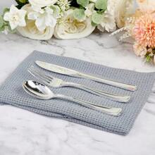 150pcs/75pcs Decorative Silverware Set (Plastic) - Including 50pcs Forks, 25pcs Knives, 25pcs Tablespoons - Reusable Wedding Cutlery Set For Dining, Parties, Dinners, Weddings, Kitchen And Valentine's Day,School Supplies