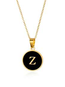 優雅精美的O形鍊環26個字母項鍊吊墜，金色簡約項鍊，適合作為女孩的節日生日禮物，不鏽鋼珠寶