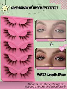 GROINNEYA 5 Cặp Lông mi giả Lông mi mắt mèo mới Lông mi giả tự nhiên 3D Fluffy Soft Cross Manga Lashes Wispy Trang điểm mở rộng lông mi tự nhiên (AX03) - màu đen - Xem 4