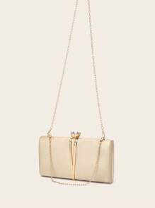 Women Evening Clutch Bag Bridal Wedding Gold Satin Fashion Metal V-Shaped Decoration Purses For Women Prom With Detachable Metal Chain For Wedding And Party Shoulder Bag For Women Clutch Purses For Ladies Bag Women's Handheld Evening Bag Versatile Glitter Handheld Bag Cocktail Party Wedding New Wallet Banquet Bag