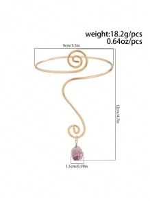 1 peça estilo boêmio vintage assimétrico cristal turquesa pingente espiral aberto pulseira, adequado para uso diário feminino e decoração casual de férias, charmoso presente de joia corporal (formato e tamanho do pingente turquesa aleatórios)