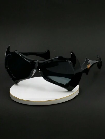 1pza Lentes chicos con marco de plástico negro,  Nuevas gafas de sol polarizadas Funky, accesorios de moda, diseños para niños y niñas