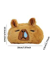 1pc Cute Cartoon Character Kapi Baba Plush Pencil Case, Large Capacity Student Stationery Organizer, Multi-Functional Cosmetic Storage Bag - Multicolor - View 2