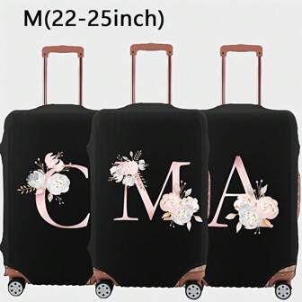 Roze bedrukte alfabet reisbagage stofdichte hoes, krasbestendige beschermende kofferhoes voor 22-25 inch handbagage Bagagehoezen Kofferbeschermhoes voor vakantie Voor vakantie Reisbenodigdheden Reisaccessoires Tas voor school Schoolaccessoires Schoolspullen