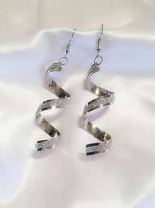 1 Pair Geometric Spiral Design Matte Long Earrings With Personalized