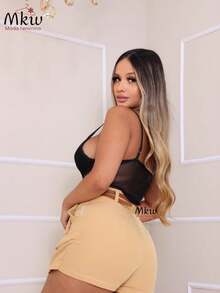 Women Shorts - Màu Khaki - Xem 3