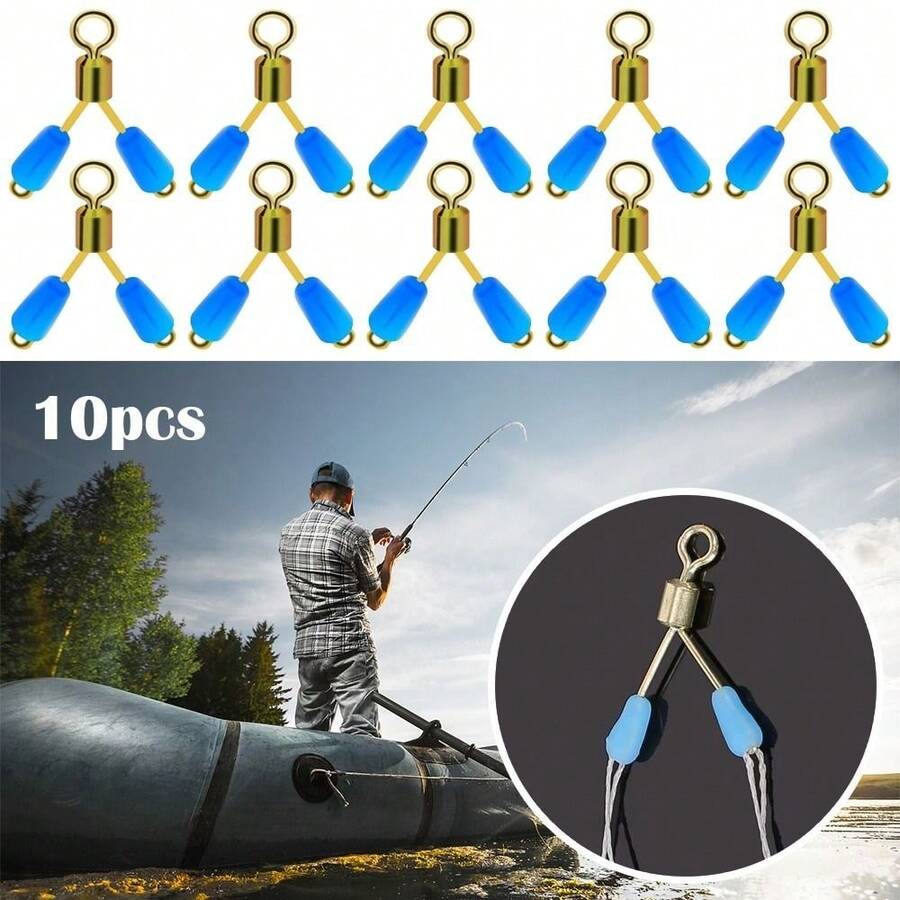 Bộ 5 Móc Đôi Contactor Dòng Thiết Bị Không Gian Phân Nhánh 8 Loại Không Gian Đậu Dòng Xoay Dụng Cụ Phụ Kiện Câu Cá - Màu xanh lam - Xem 1