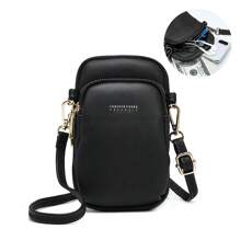 Women's mobile phone bag stylish simple single shoulder crossbody bag - Negro - Ver 1