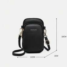 Women's mobile phone bag stylish simple single shoulder crossbody bag - Negro - Ver 4