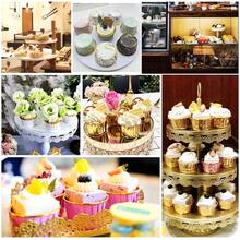 50pcs Thickened Marble-Patterned Muffin Cups, Cake Paper Trays, High-Temperature Resistant Baking Cups, Baking Greaseproof Paper - 50pc Single-sided Gold Stone Pattern Cake Tray - View 7