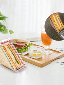 1/2pcs Portable Triangle Sandwich Box, Washable, Sandwich Container - Clear - View 4