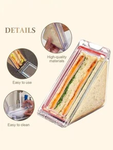 1/2pcs Portable Triangle Sandwich Box, Washable, Sandwich Container - Clear - View 2