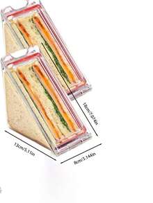 1/2pcs Portable Triangle Sandwich Box, Washable, Sandwich Container - Clear - View 6