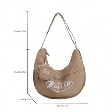 1pc Unique Design Dumpling Shape Sport Fitness Shoulder Bag For Students, Women - Khaki - View 2