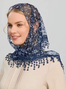 1 Stück Damen Frühling & Herbst Floral Spitze Dreieckstuch, klassischer atmungsaktiver Cut Out einfarbiger Schal, dekorativer Kopfumhang, Schleier, geeignet für Alltag & Urlaub, Valentinstag - Dreieckstuch - Übersicht 17