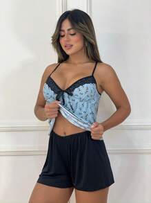 Conjunto Baby Doll Pijama Feminino Juliana Short Doll Estampado Sem Bojo Conforto Estampado